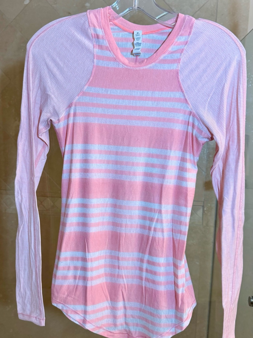 Lululemon Striped Pink & White Long Sleeve Top